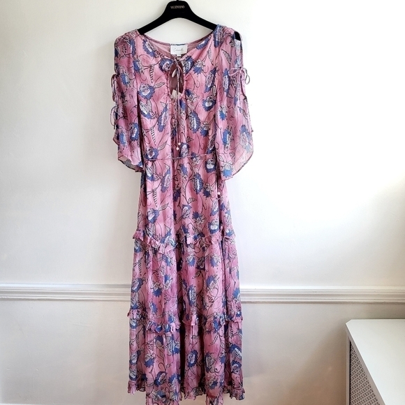 New Cleobella Elena Ankle Barbie Pink Lotus Print Maxi Dress NWT Small - Picture 6 of 13